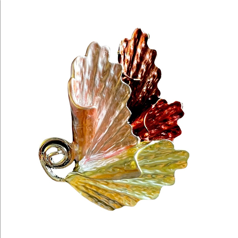 Enamel 4 Colors Leaf Brooch